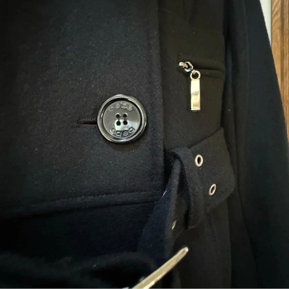 Bebe Wool Belted 3/4 length Double Breasted heavy winter coat Women’s size XS - Picture 9 of 16